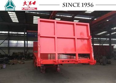 40FT 3 Axles Flatbed Trailer Impact Resistance With Side Wall For Wood Transport